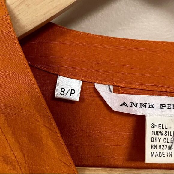Anne Pinkerton longline raw silk orange tunic Sz S - Picture 8 of 9